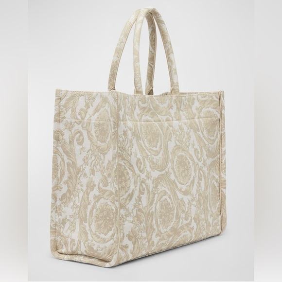 Versace NWT XL Jacquard Embroidered Canvas Tote Bag - Picture 3 of 8